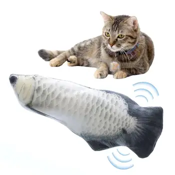 

30CM Sturgeon Grass Carp Electric Fish Cat Toy Jumping Simulation Fish Plush Toy Dog Cat Chew Play Bite Electronic Pet Supplies