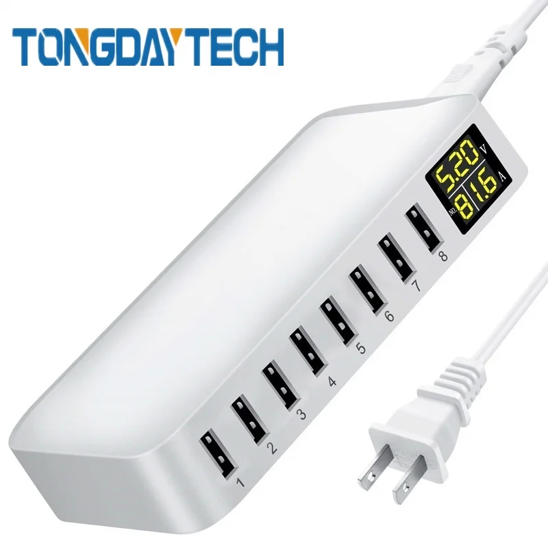 Дешево Tongdaytech Мульти 8 Порт font b USB b font быстрое зарядное устройство Настольный мобильный телефон Carregador ЖК дисплей зарядная док станция зарядное устройство ...