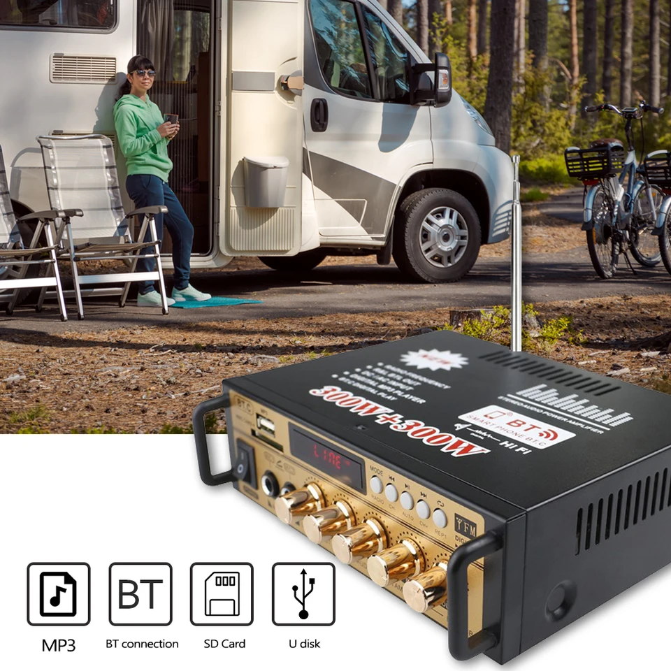 Mini Amplifier Sound Bar Yosunl Mini 2CH LCD Display HIFI Audio Stereo  Power Amplifier BT FM Radio Portable Car Home 600W Remote Control Audio  Amplifier Jbl Bluetooth Speaker Bluetooth Amp