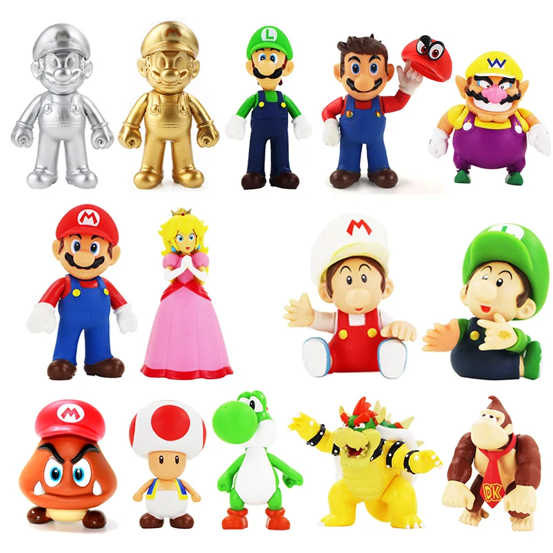 Super Mario Bros PVC Action Figures Toys Yoshi Peach Princess Luigi Shy Guy Odyssey Donkey Kong Model Cartoon Dolls | Игрушки и хобби