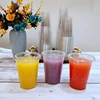 100pcs/set 550ml Plastic Milk Juice Soda Stream Drink Bottle Coffee Tea Smoothies Water Party Disposable Cup Tableware