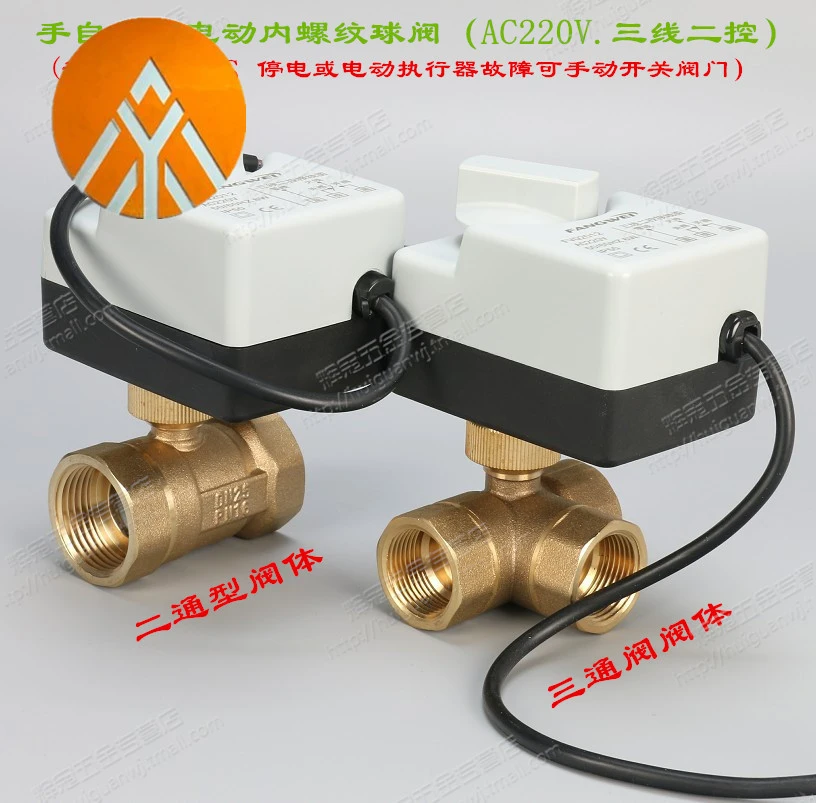 Electric Motorized Brass Ball Valve DN25 AC 220V 2 Way 3-Wire with Actuator