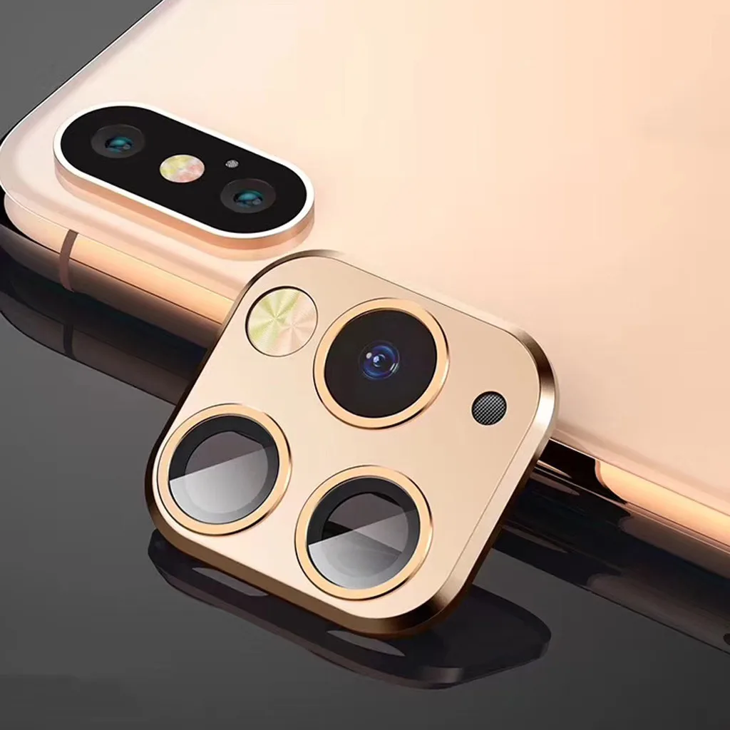 For iPhone X XS MAX Camera Change To Fake iPhone 11 Pro Max Camera Lens Seconds Change Protector Ring Cover Metal Lens Screen #B