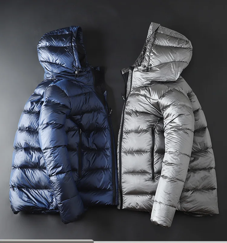 남성 따뜻한 자켓 코트 솔리드 후드 캐주얼 Thicken Outwear 겨울 다운 재킷 패션 캐주얼 남성 90% White Goose Down Coat