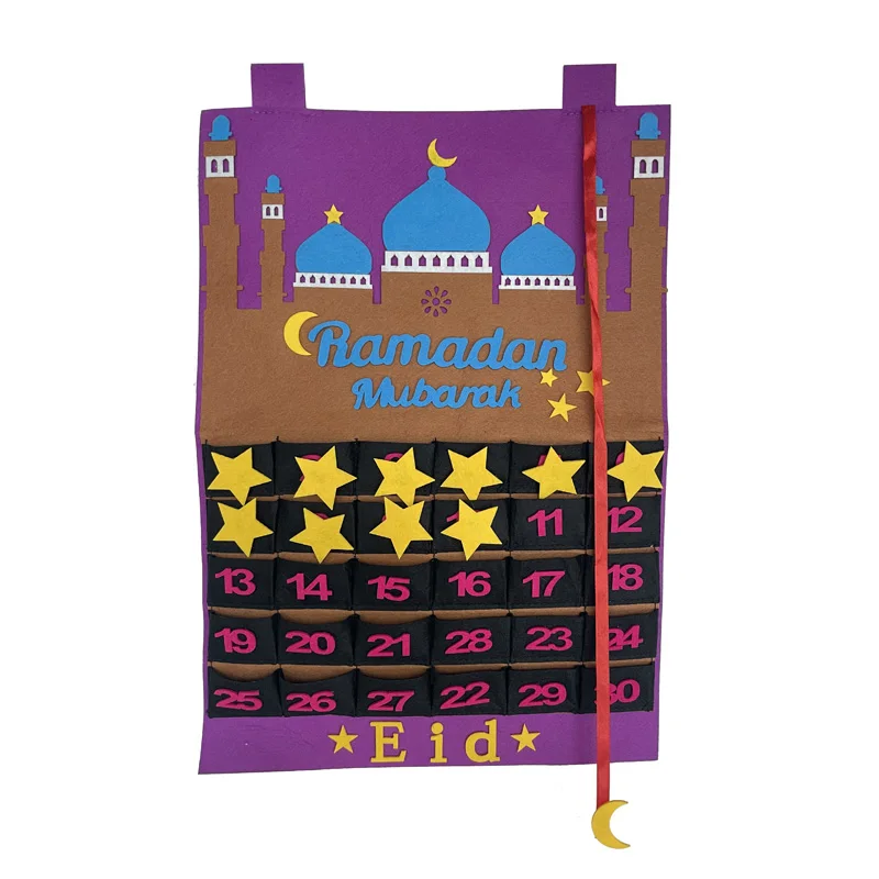 2024 calendar Ramadan Decoration EID MUBARAK felt calendar Ramadan kareem  hanging Countdown Calendar Muslim Gifts EID decor - AliExpress