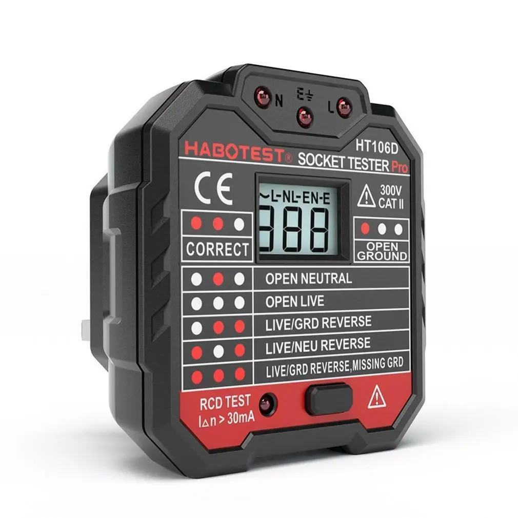 HT106B HT106D HT106E цифровой дисплей Розетка тест er Разъем полярности фазы контрольный детектор напряжение тест Многофункциональный электроскоп