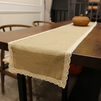 

1pcs Natural Table Runner Burlap Imitated Jute Linen Table Runner Gray/ Khaki For Restaurant Christmas Wedding Party Decor