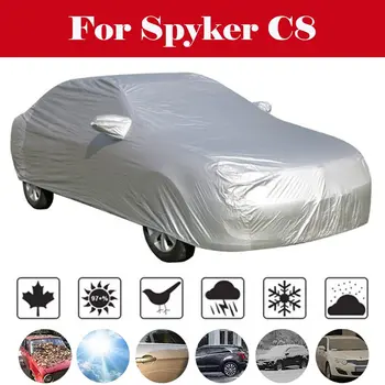 

Full Car Protector Snow Ice Dust Wind Sun Shade Waterproof Cover Silver Nylon PVC Cover Auto Outdoor Accessories For Spyker C8