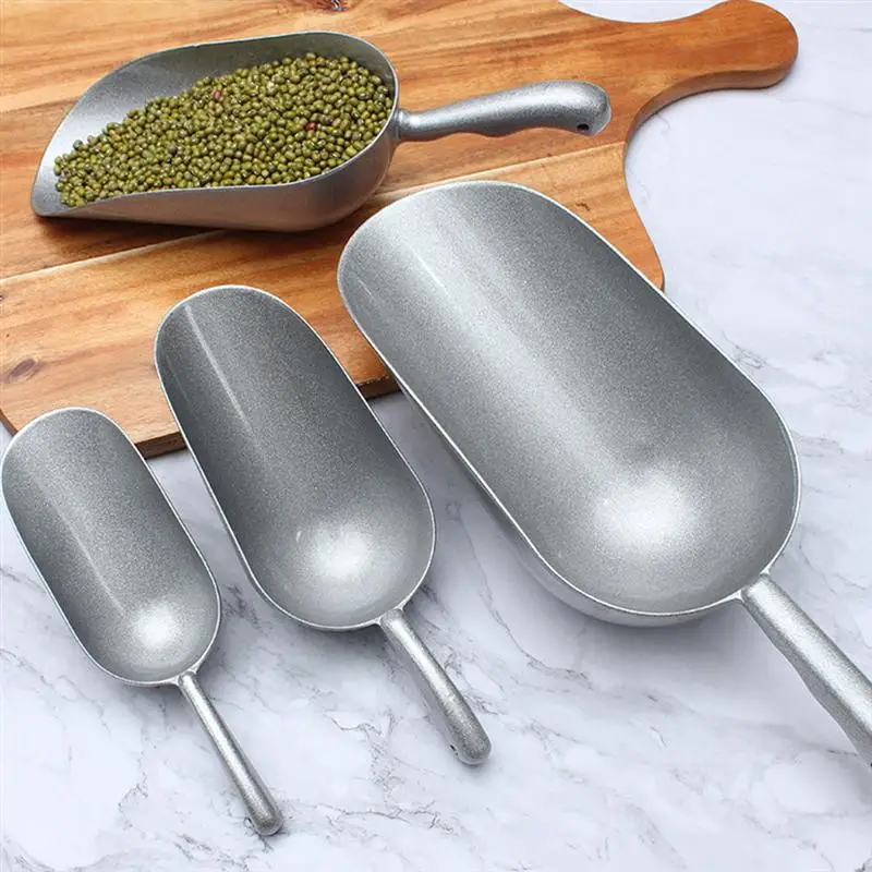 1Pc Zinc Alloy Food Shovel Home Kitchen Silver Flour Scoop Candy Nuts Beans Rice Dried Fruit Shovel Ice Scoop Kitchen Tool