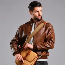 YR!, Классическая Повседневная кожаная куртка A2 в американском стиле, мужская куртка из натуральной кожи, кожаная куртка-бомбер