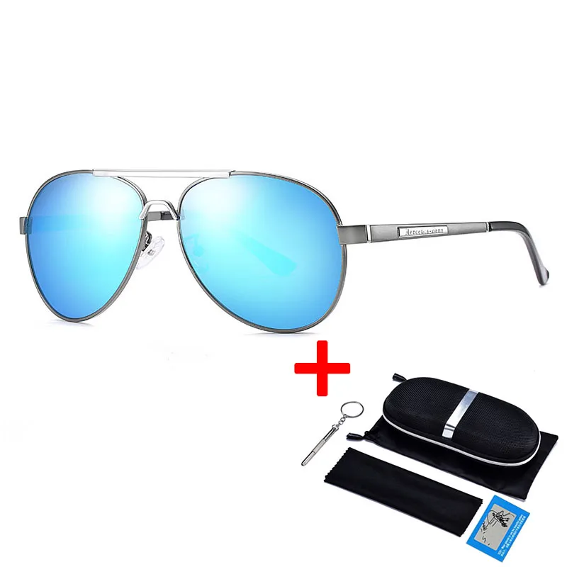 Мужские солнцезащитные очки, люксовый бренд, Mercede, поляризационные, для вождения, рыбалки, солнцезащитные очки для мужчин, пилот, фотохромные солнцезащитные очки, oculos de sol - Цвет линз: GUN-BLUE