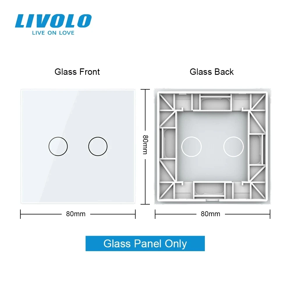 Single Glass Panel For 2 Gang Wall Touch Switch VL-C7-C2-11 (7 Colors) wall touch switch socket