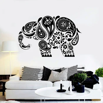 

Mandala Elephant Wall Decal India Elephant Ornament Animal Wall Stickers for Yoga Home Room Decor Design Vinyl Art Mural C605
