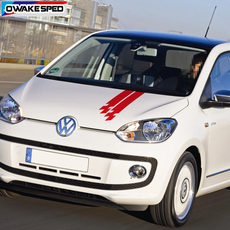 

Racing Lattices Stripes Bonnet Sticker Car Styling Hood Engine Cover Decor Vinyl Decals For Volkswagen UP E-up 3-5 doors