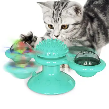 

Rotatable Cat Toys Cat Windmill Toy Funny Massage With Catnip LED Ball Teeth Cleaning Pet Products For Dropshipping
