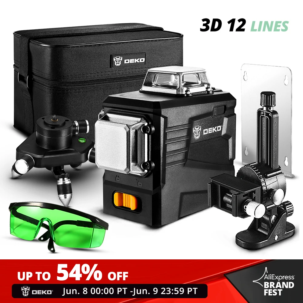 DEKO DKLLL12PB1 Series 12 Lines Green Laser Laser Level 360 Cross lines Horizontal/Vertical Auto Self leveling Plumb Spot|Laser Levels| - AliExpress
