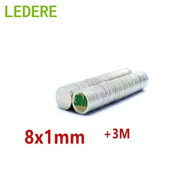 

1000PCS Magne 8x1 Strong Disc NdFeB Magnet 8*1mm 3M double-sided tape Belt with 3M self - adhesive Neodymium Magnets 8x1mm