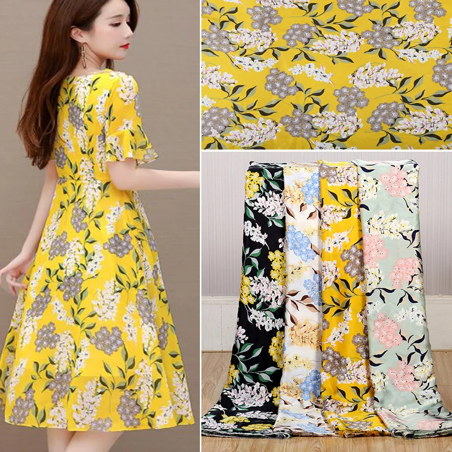 

Dress Satin Chiffon glossy Fabric for Dress Fancy Print Soft Smoothy Slippy Material Fabric Breathable DIY Fabric