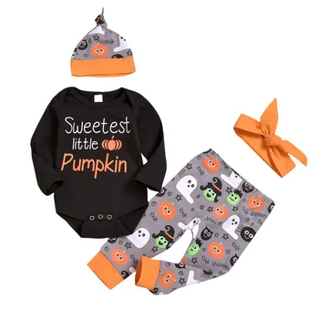 

Baby Boy Clothes Set Halloween Fancy CostumesLong Sleeve Rompers And Trousers Kids Four-piece Outfit Set Halloween Set