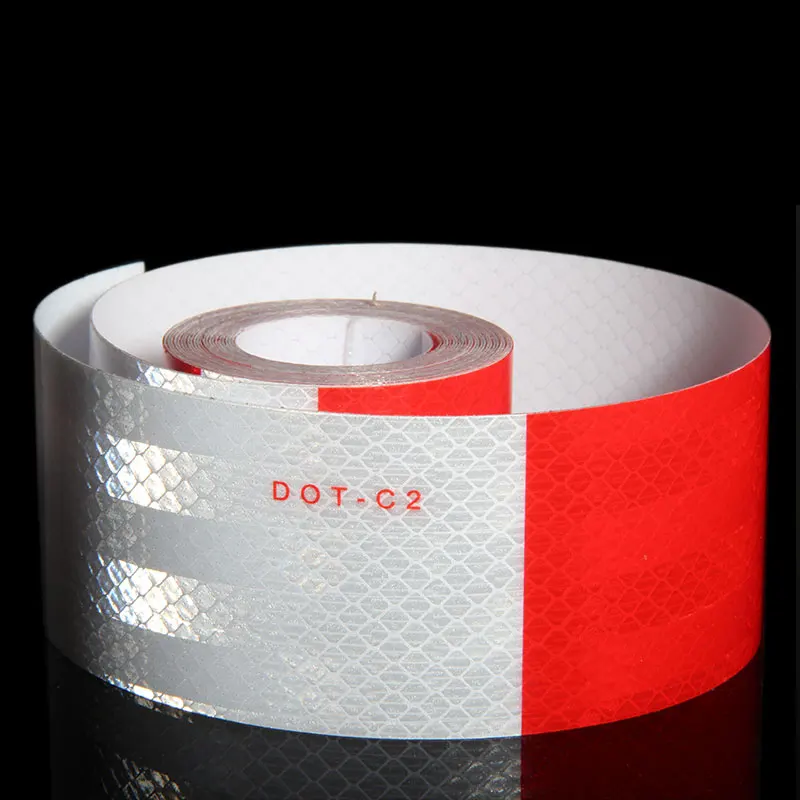 12'X2" Red/White DOT C2 Trailer Reflector Tape Truck Car Adhesive Sticker Bicycle Boxes SUV Vehicle Body Laser Film Car-styling |