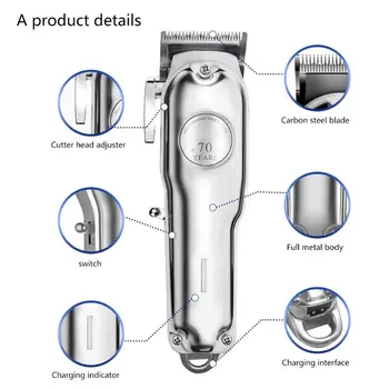 

Professional Electric Hair Clippers Men Beard Trimmer Barber Grooming Kit Rechargeable Cordless Haircut Machine