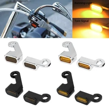 Motorcycle Mini LED Turn Signals Indicators Running Blinker Amber Light With E Mark Handle Grip Lamp For Harley Softail Touring