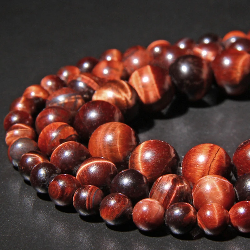 

Wholesale Natural Stone Beads brown Red Tiger Eye beads handmade Agat Round smooth Loose Beads For Jewelry Making 15.5" 6 -12 mm