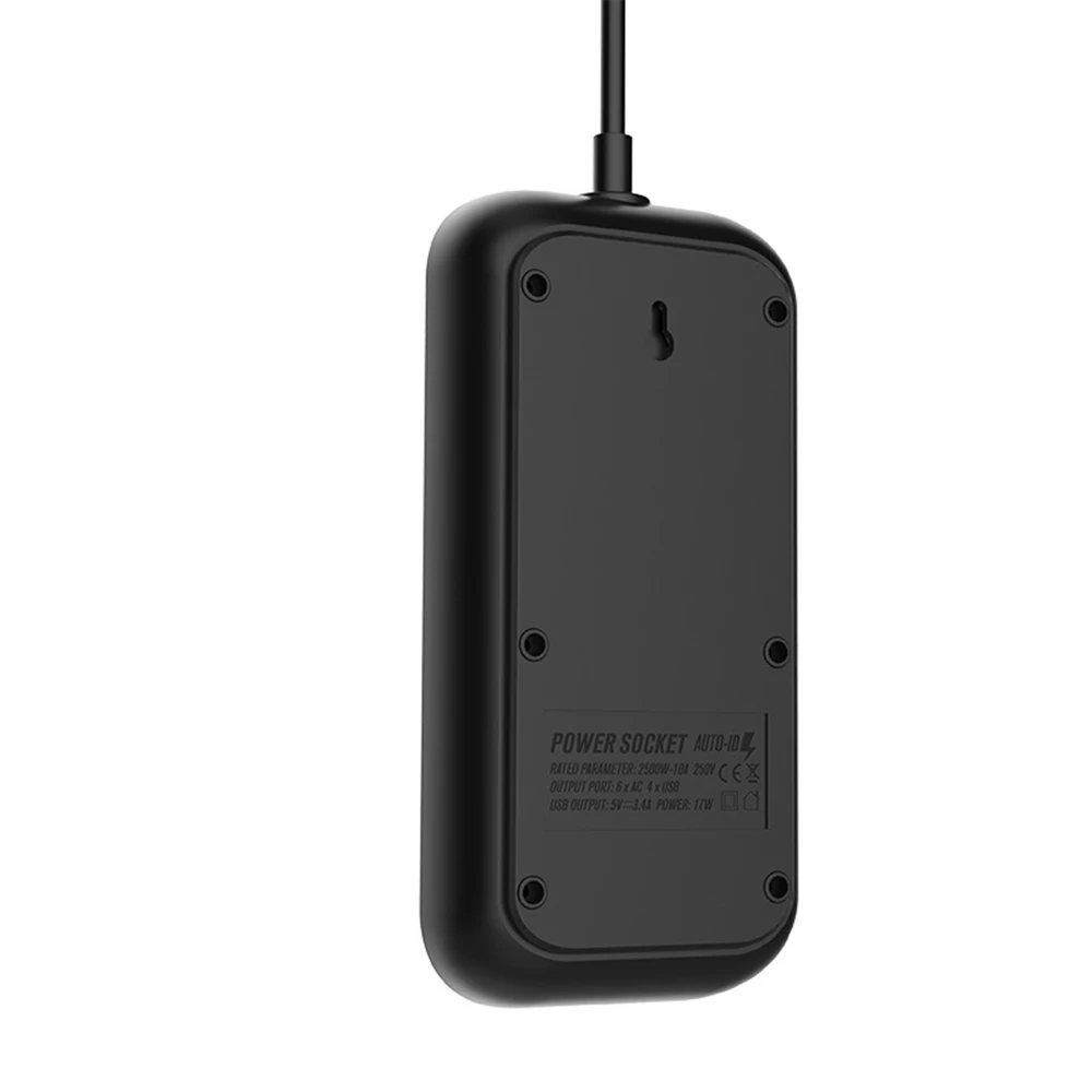 Удлинитель с защитой от перенапряжения 6 розеток европейской вилкой и 4 USB портами