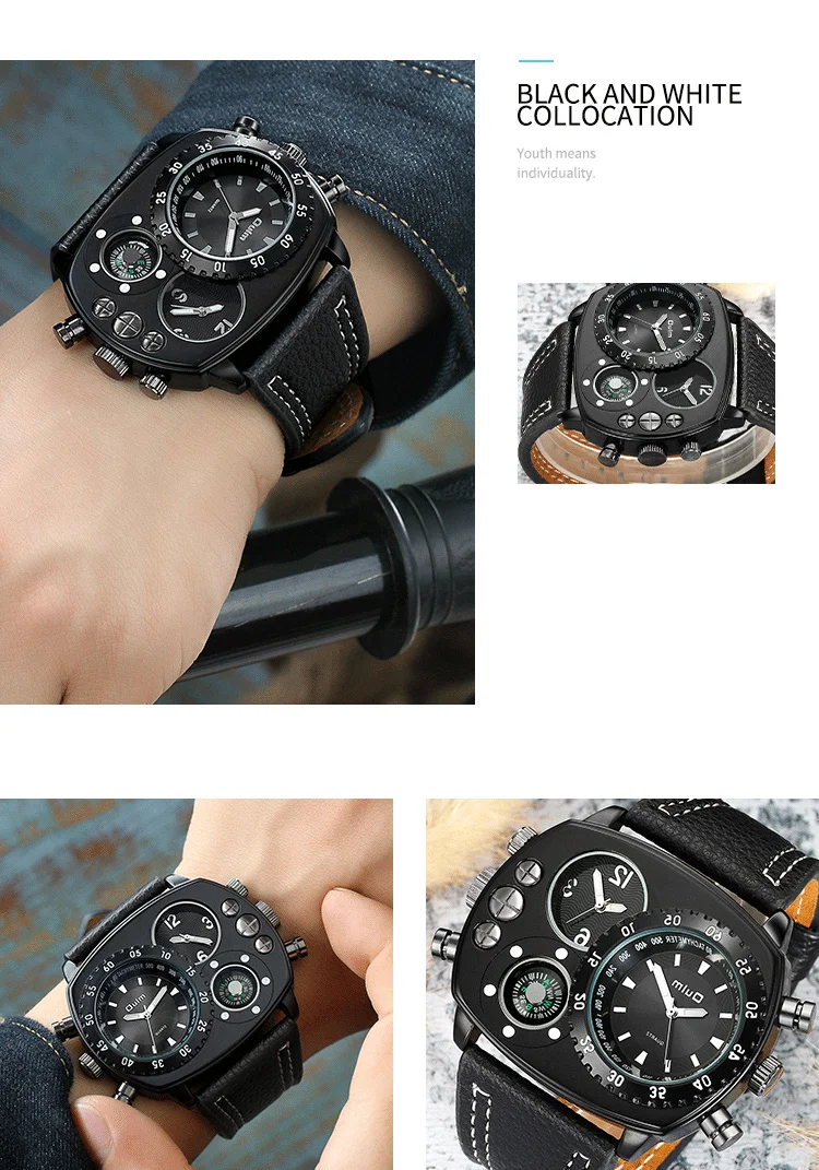 Erkek Kol Saati фирменные мужские часы Oulm с кожаным ремешком кварцевые часы модные часы Militar спортивные мужские часы Montre Homme