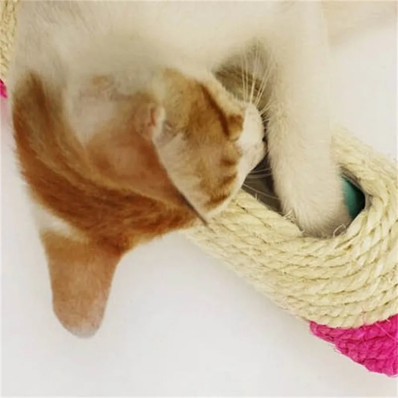 1pcs Natural Sisal Cat Scratch Board With Balls Grinding Nails Toy Pet Cat Interactive Board Scratcher Toy Random Color