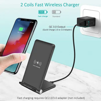 

TIOODRE 15W Qi Wireless Charger Fast Charging Stand Base Pad Anti-Slip Dual Viewing Angles Professional Car Bracket