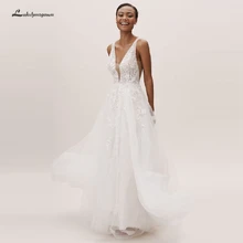 Lakshmigown сексуальное пляжное свадебное платье-бохо Robe De Mariage Femme довольно Свадебное платье V образный вырез с открытой спиной Кружева Свадебные платья