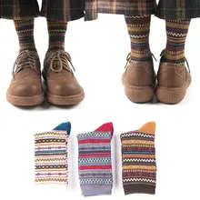 3 пары, женские этнические волнистые полосы, плотные теплые носки, зимние винтажные Чулочные изделия 03KF