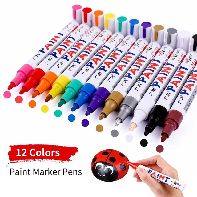 Permanent Paint Pens Paint Markers for Plastic Metal - 8 Colors Oil Based