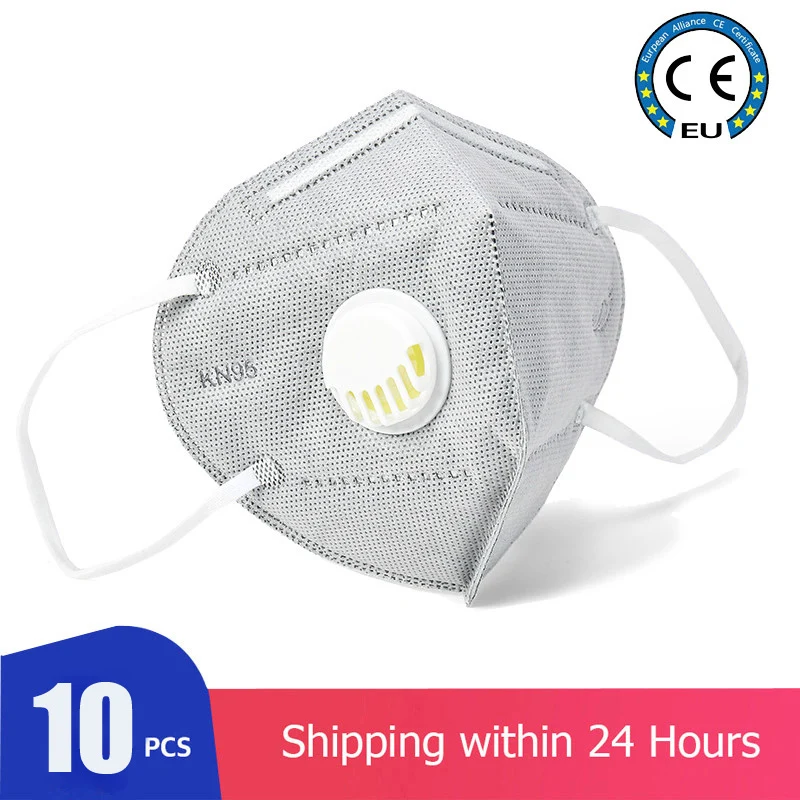 

10Pcs KN95 Respirator Reusable Protective Mask Breathing Filter Valve Dust Mask PM2.5 Haze Earhook Safety Face Mask Respirator