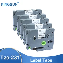 Ruban d'étiquettes laminé pour imprimante, 5 pièces, noir sur blanc, Compatible avec Brother p touch, Tze 231 Tze 231 tz231 tz 231 tze