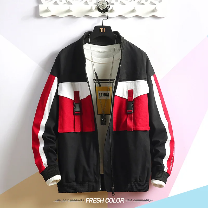 

2019 Autumn New Style Japanese-style Large Pocket Mixed Colors Stand Collar Jacket MEN'S Outerwear Large Size Men'S Wear
