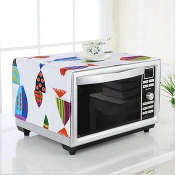 

Cartoon Linen Fashion Microwave Oven Dustproof Cover With Pockets Cloth Microwaves Protector Covers Cubiertas Protectoras