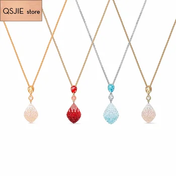 

QSJIE High quality SWA new style. Elegant, elegant and noble drop shape gradient Tone Necklace Charming fashion jewelry