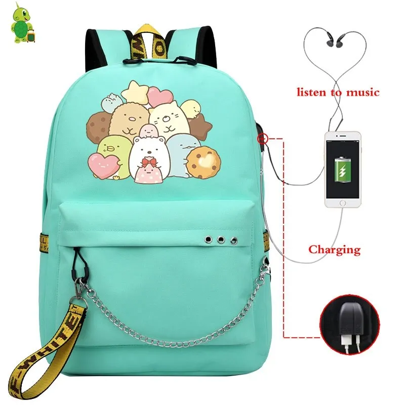 Mochila Sumikko, рюкзак, милые школьные сумки для девочек-подростков, Usb зарядка, рюкзак для ноутбука, женские рюкзаки, корейский рюкзак для путешествий - Цвет: 7