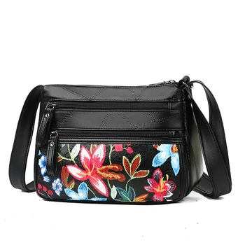 

Women Red Flower Shoulder Bags Genuine Leather Female Bags For Ladies Crossbody Bags Luxury Designer Handbag 2020 New