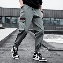 Брюки-карго длиной до щиколотки, мужские брендовые весенние и осенние брюки с эластичной резинкой на талии, хлопковые Свободные повседневные брюки