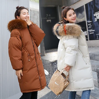 

Winter Women Jacket Thicken Warm Loose coats 2018 New Big fur collar Hooded Casual Solid winter Cotton padded parka Jackets 3XL