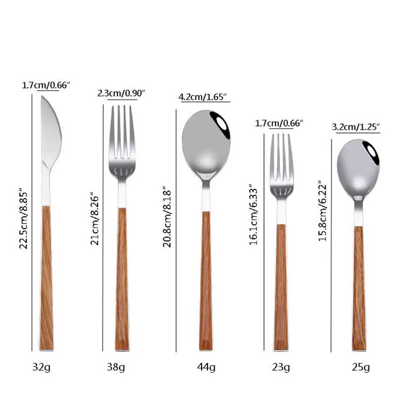 Imitation black wood cutlery set (9)