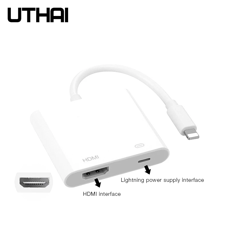 UTHAI C43 для Lightning type C to 1080P HDMI адаптер цифровой av-кабель для iphone XR X 8 7 11 ipad Air to 4K конвертер Android