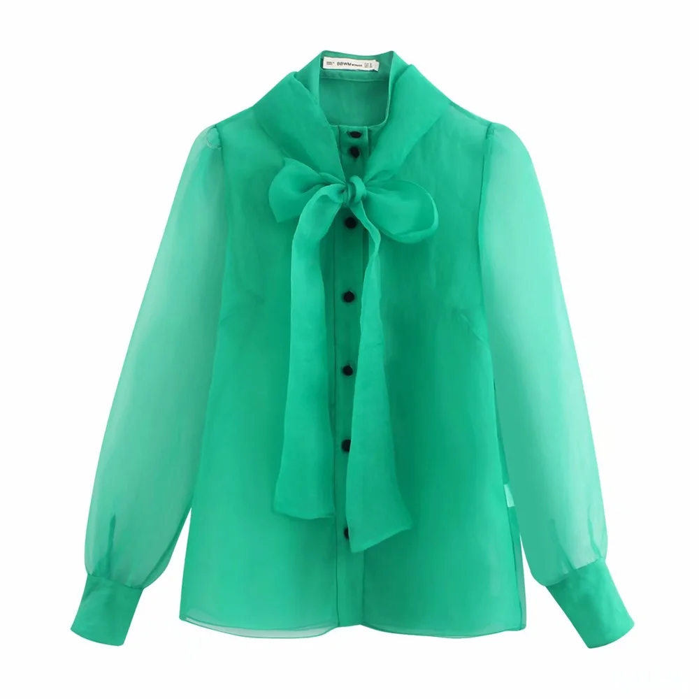 Za Женская Новая Осенняя 2019 рубашка со стоячим воротником с длинным рукавом