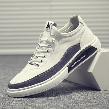 

Brand Designer Sneakers For Men Black White Fashion Youth Mens Shoes Male Comfortable Split Leather Anti-Slip Flats Casual Shoes