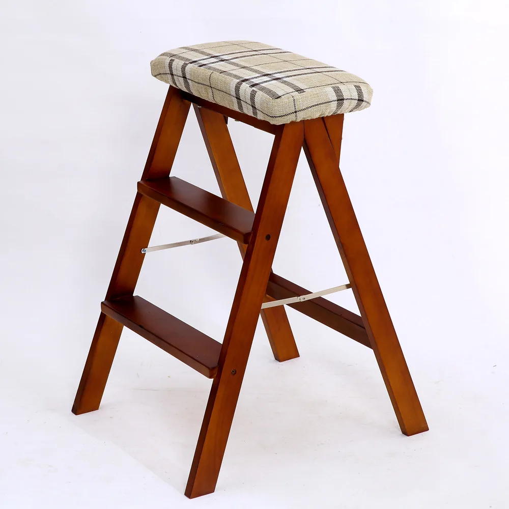 Креативный складной табурет из цельного дерева, простой складной кухонный стул-лестница, портативный высокий стул, обувь для дома, высокий шаг, табурет - Цвет: Color 17