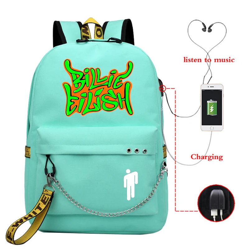 810 1 Mochila рюкзак женский Billie Eilish школьные сумки для девочек-подростков Usb зарядка Bookbag розовый рюкзак женский ноутбук дорожная сумка - Цвет: 810 1