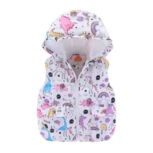 Mudkingdom/милый жилет с единорогом для маленьких девочек; пуховая одежда с капюшоном; зимняя одежда с изображением животных